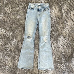 MOTHER Light Blue Distressed Flared Jeans SZ 25